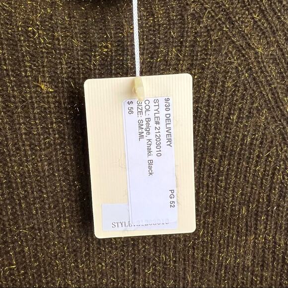NEW See U Soon Brown Mock Neck Sweater S/M Gold Metallic - Picture 5 of 6